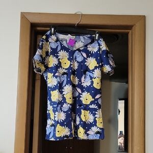 Disney Blue Winnie the Pooh Floral Top